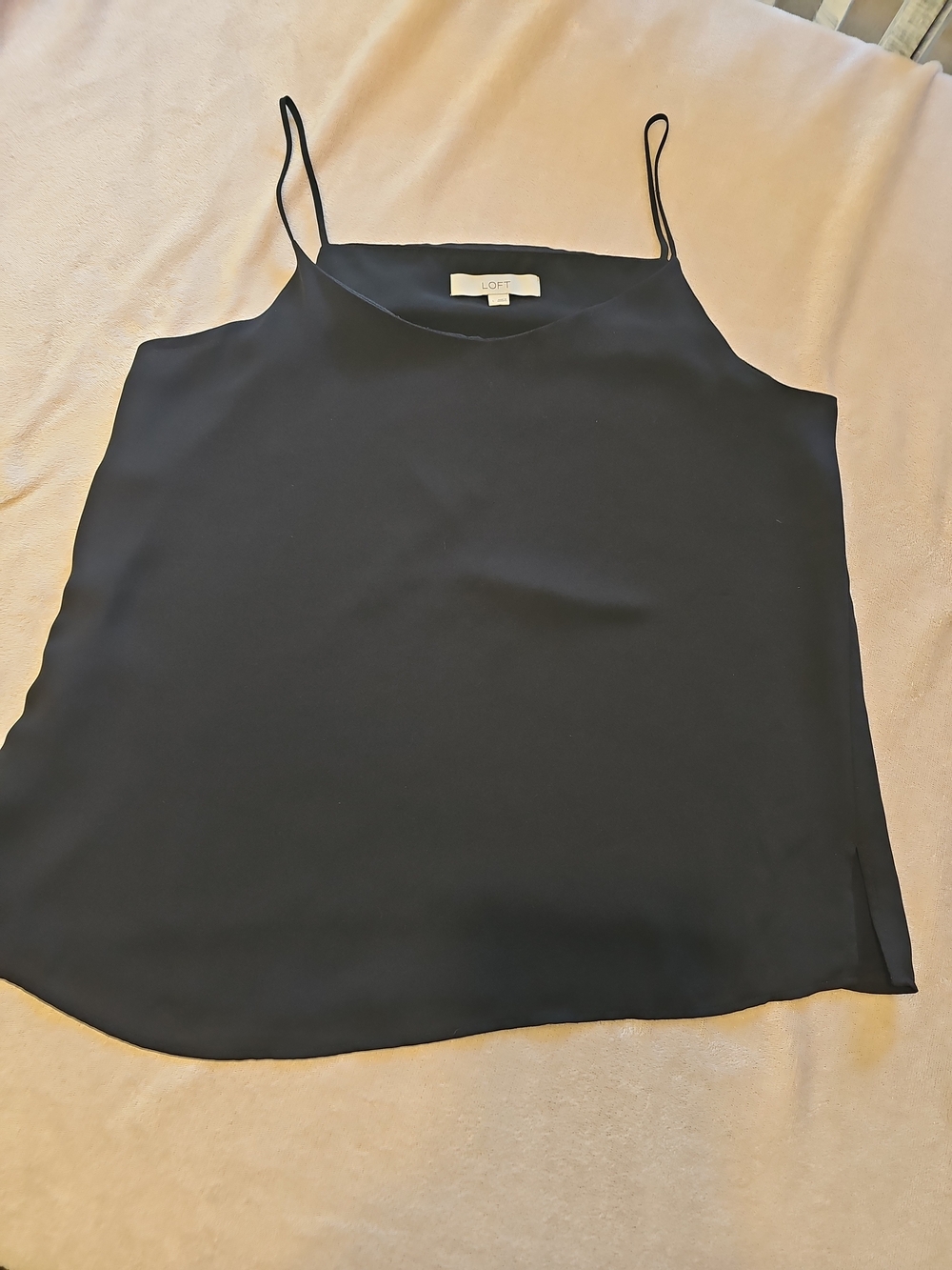 LOFT Black Silk-Look Spaghetti Strap Cami